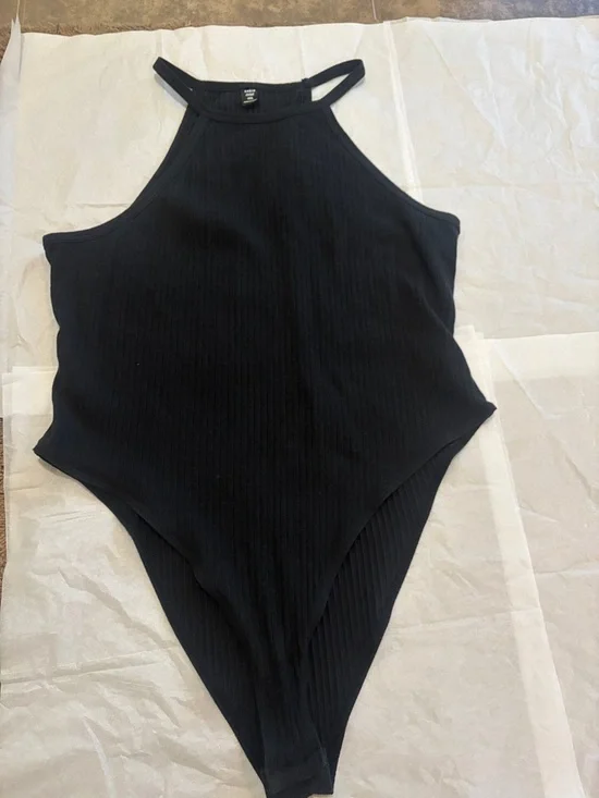SHEIN Curve Ribbed Tank Bodysuit - Black - Picture 3 of 5